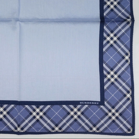 Burberry mini scarf handkerchief cotton nova check horse women men unisex Blue - Picture 4 of 6